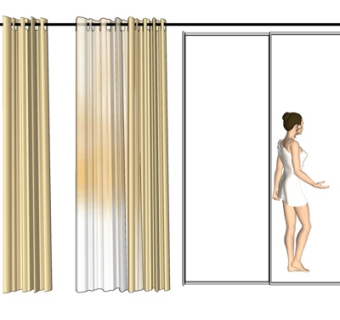 现代窗帘su模型