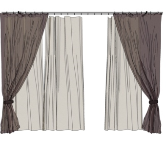 现代窗帘su模型