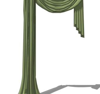 简欧窗帘su模型