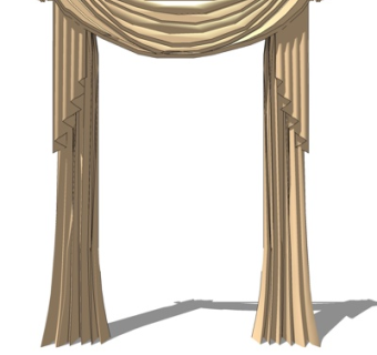 简欧窗帘su模型