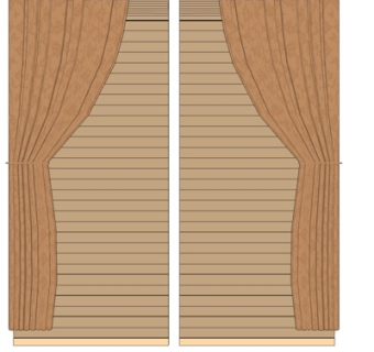 新中式窗帘su模型