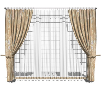 简欧窗帘su模型