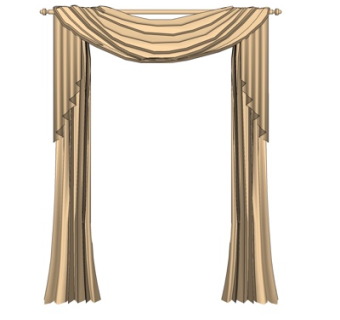 简欧窗帘su模型