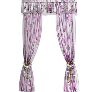 简欧窗帘su模型