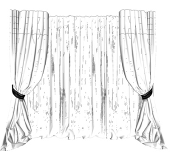 简欧窗帘su模型