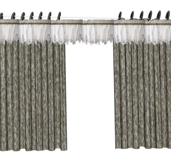 简欧窗帘su模型