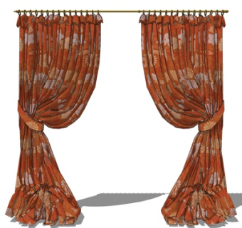 简欧窗帘su模型