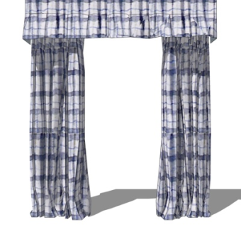 新中式窗帘su模型