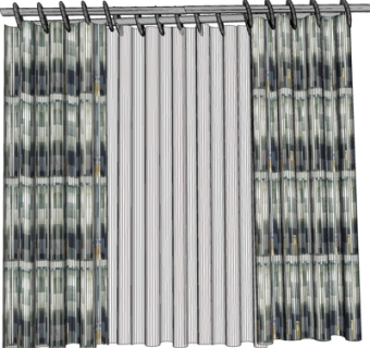 简欧窗帘su模型