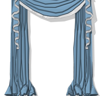 简欧窗帘su模型