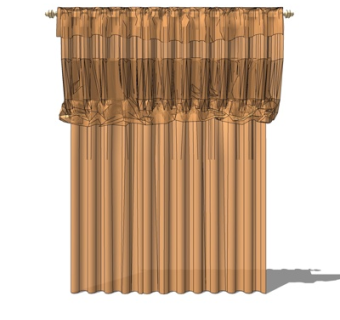 简欧窗帘su模型