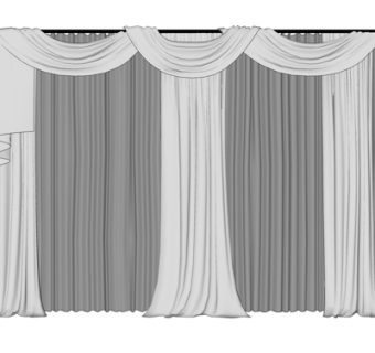 简欧窗帘su模型