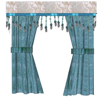 简欧窗帘su模型