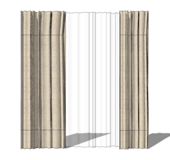 新中式窗帘su模型