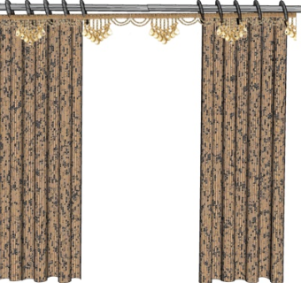 简欧窗帘su模型