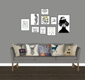 北欧多人沙发su模型