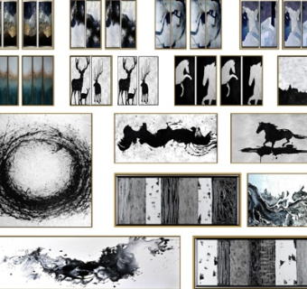 新中式装饰画su模型