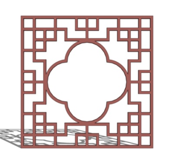 新中式窗花su模型