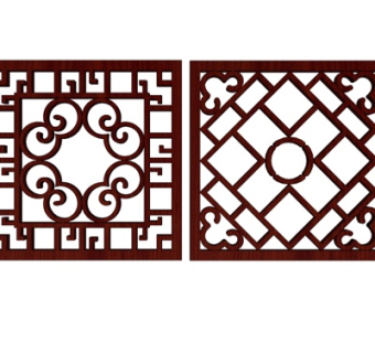 新中式窗花su模型