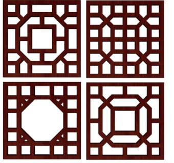 新中式窗花su模型