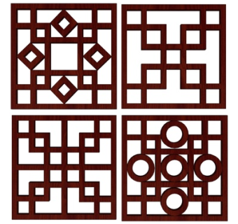 新中式窗花su模型