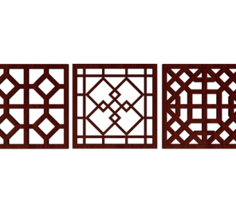 新中式窗花su模型