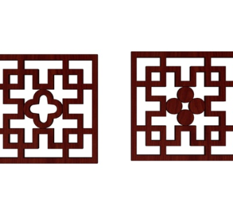 新中式窗花su模型