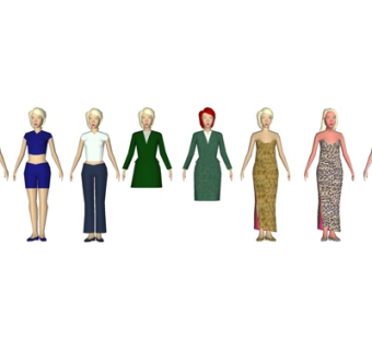 现代女性人物su模型