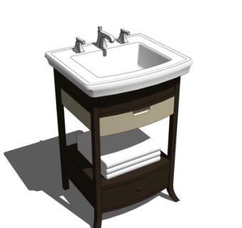 新中式洗手盆su模型
