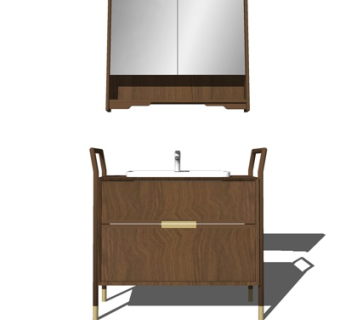 新中式洗手盆su模型