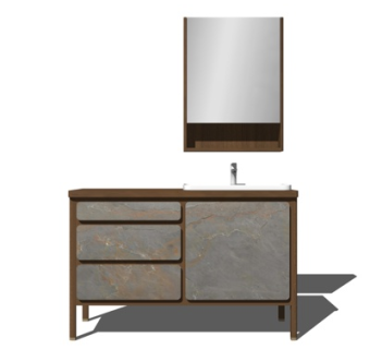 新中式洗手盆su模型