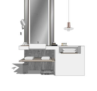 新中式洗手盆su模型