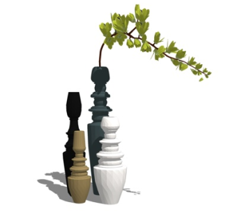 现代花瓶花卉su模型