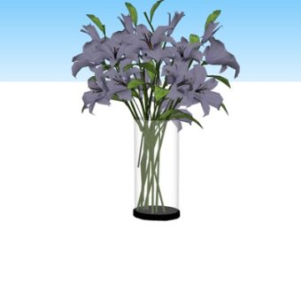 现代花瓶花卉su模型