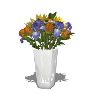 现代花瓶花卉su模型
