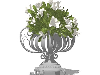 欧式花瓶花卉su模型