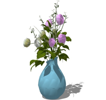 现代花瓶花卉su模型