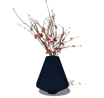 现代花瓶花卉su模型