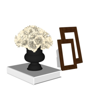 现代书籍花卉摆件su模型