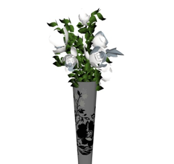 现代花瓶花卉su模型