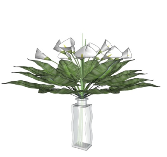 现代花瓶花卉su模型