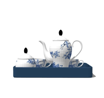 新中式茶壶茶杯su模型