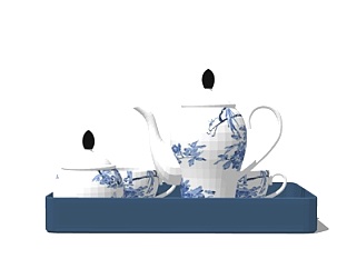 新中式茶壶茶杯su模型