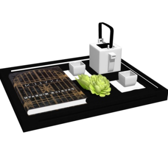 现代书籍花卉摆件su模型