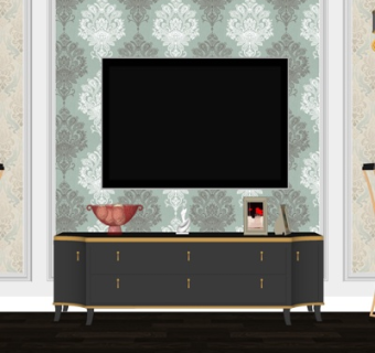 后现代实木电视柜su模型