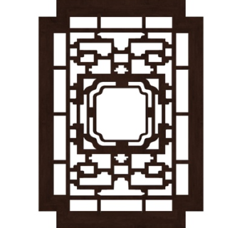 中式实木隔断屏风su模型