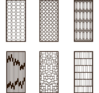 中式实木隔断屏风su模型