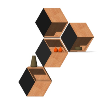 现代实木壁柜su模型