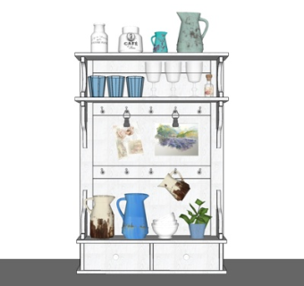 现代实木装饰柜su模型