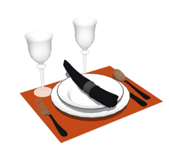 现代餐具组合su模型